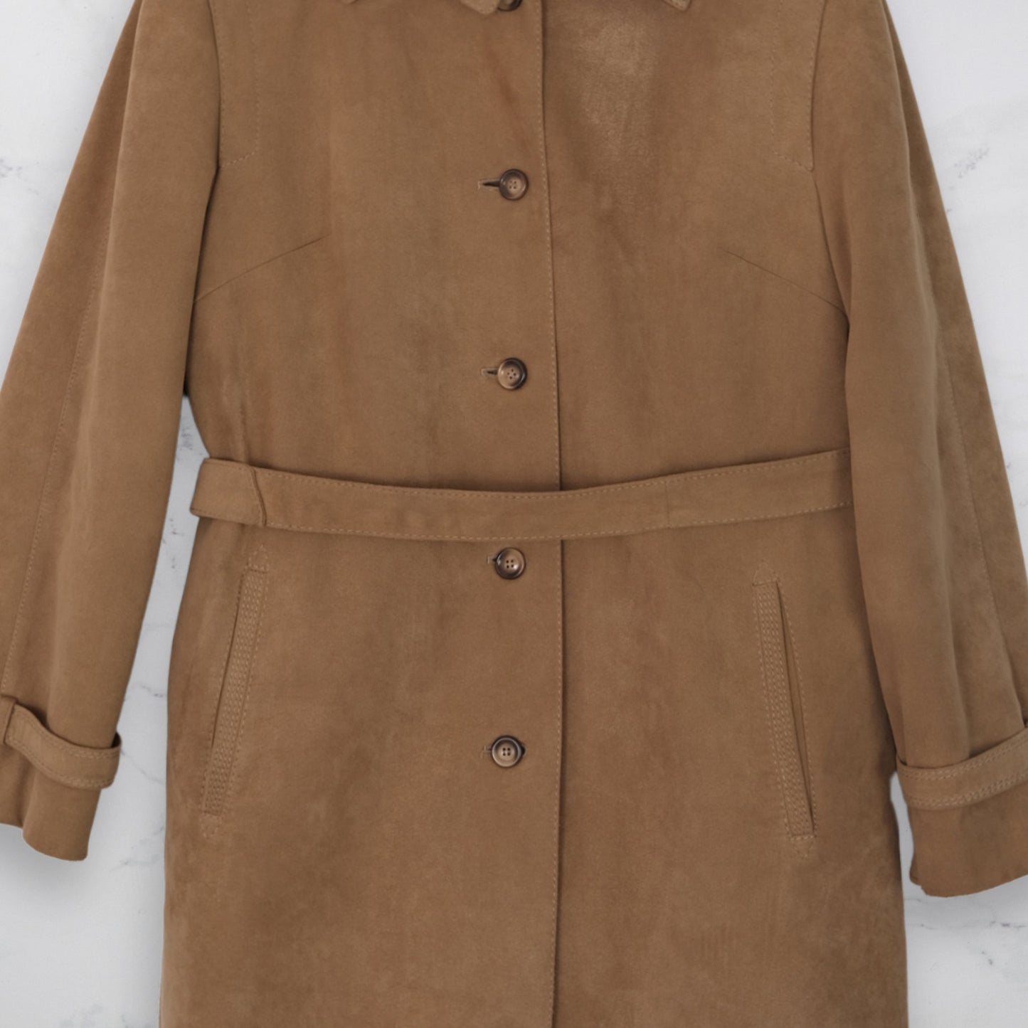 Vintage Trench Coat - Caramel Suede - WearFinds