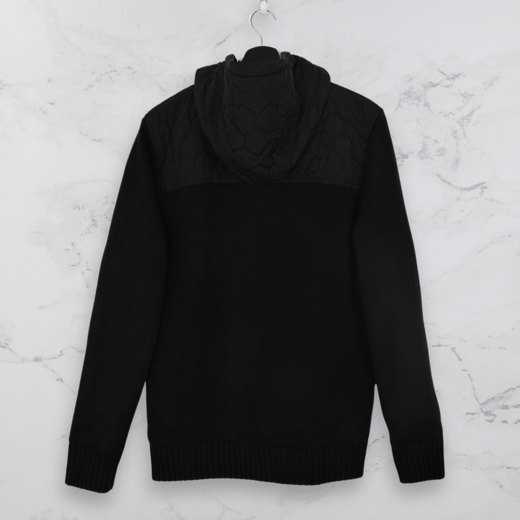 Black Quilted Zip - Up Hoodie - WearFinds