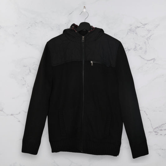 Black Quilted Zip - Up Hoodie - WearFinds