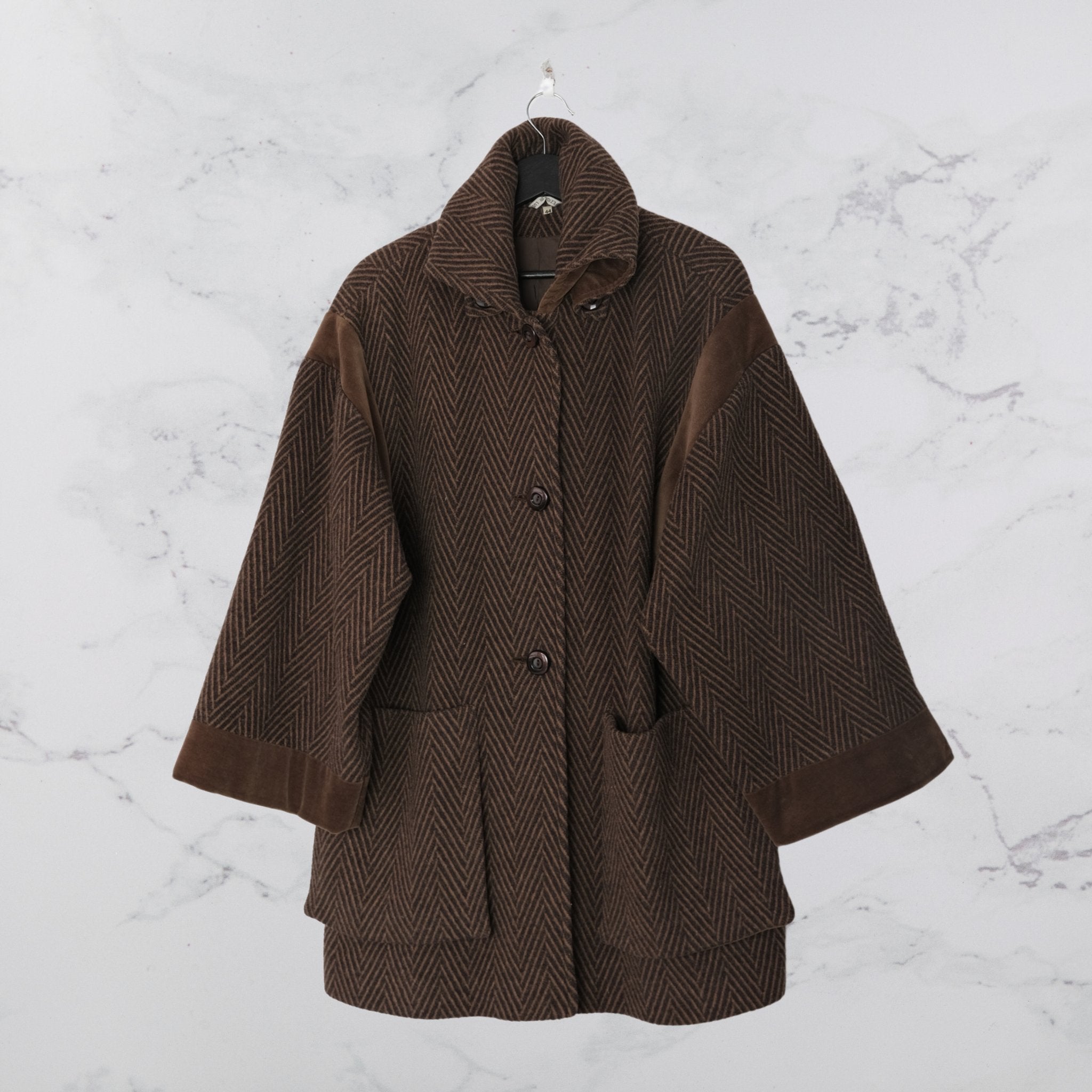 Brown Chevron Vintage Coat - WearFinds