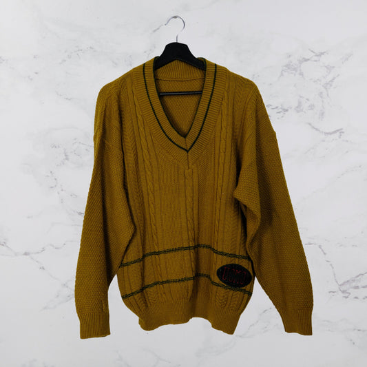 Cable Knit Vintage Sweater - Harvest Gold - WearFinds