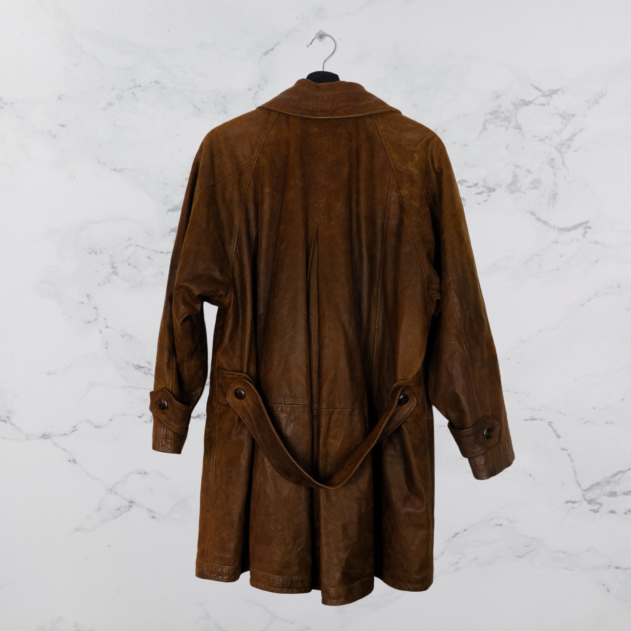 Rustic Caramel Leather Coat - WearFinds