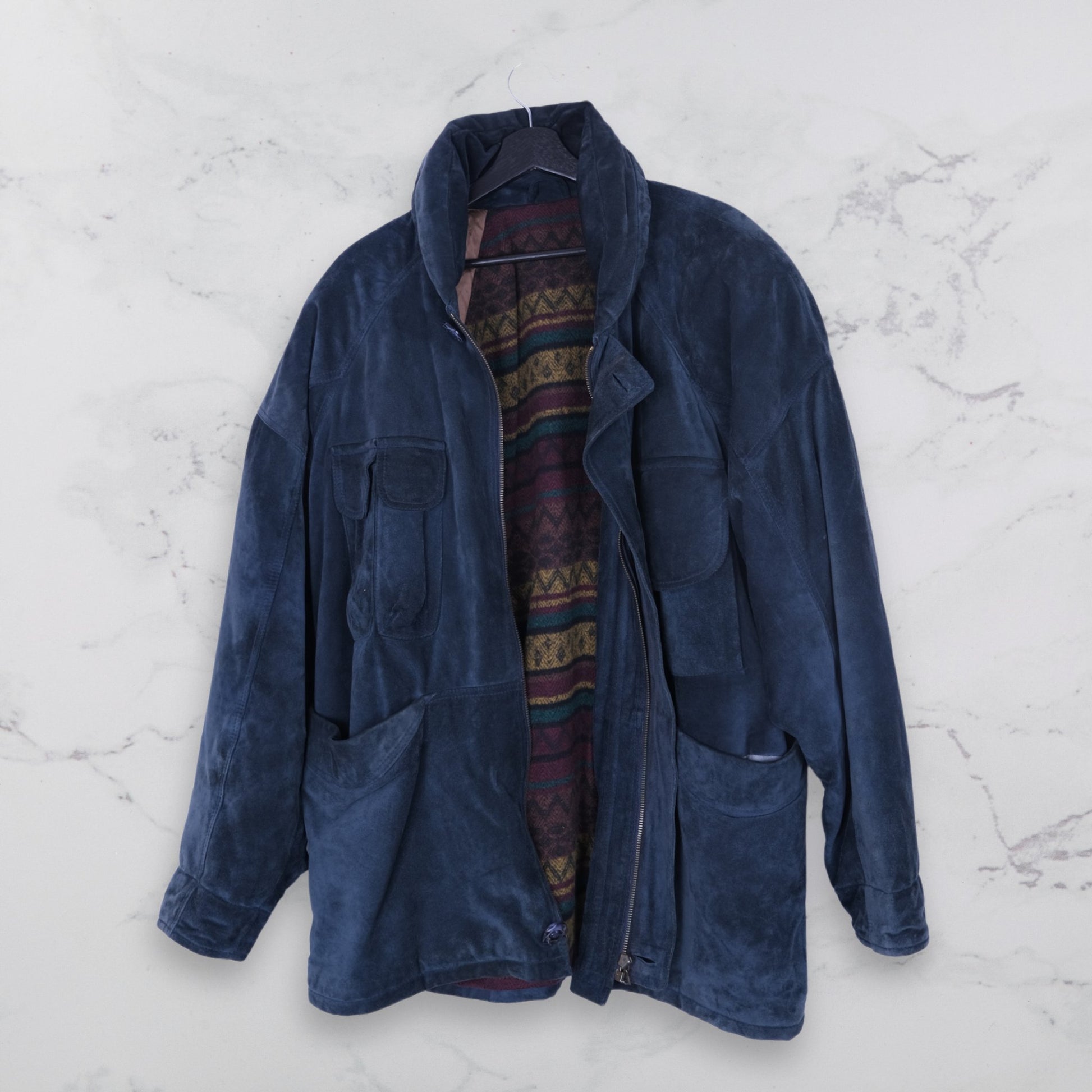Saphire Blue Suede Jacket - WearFinds