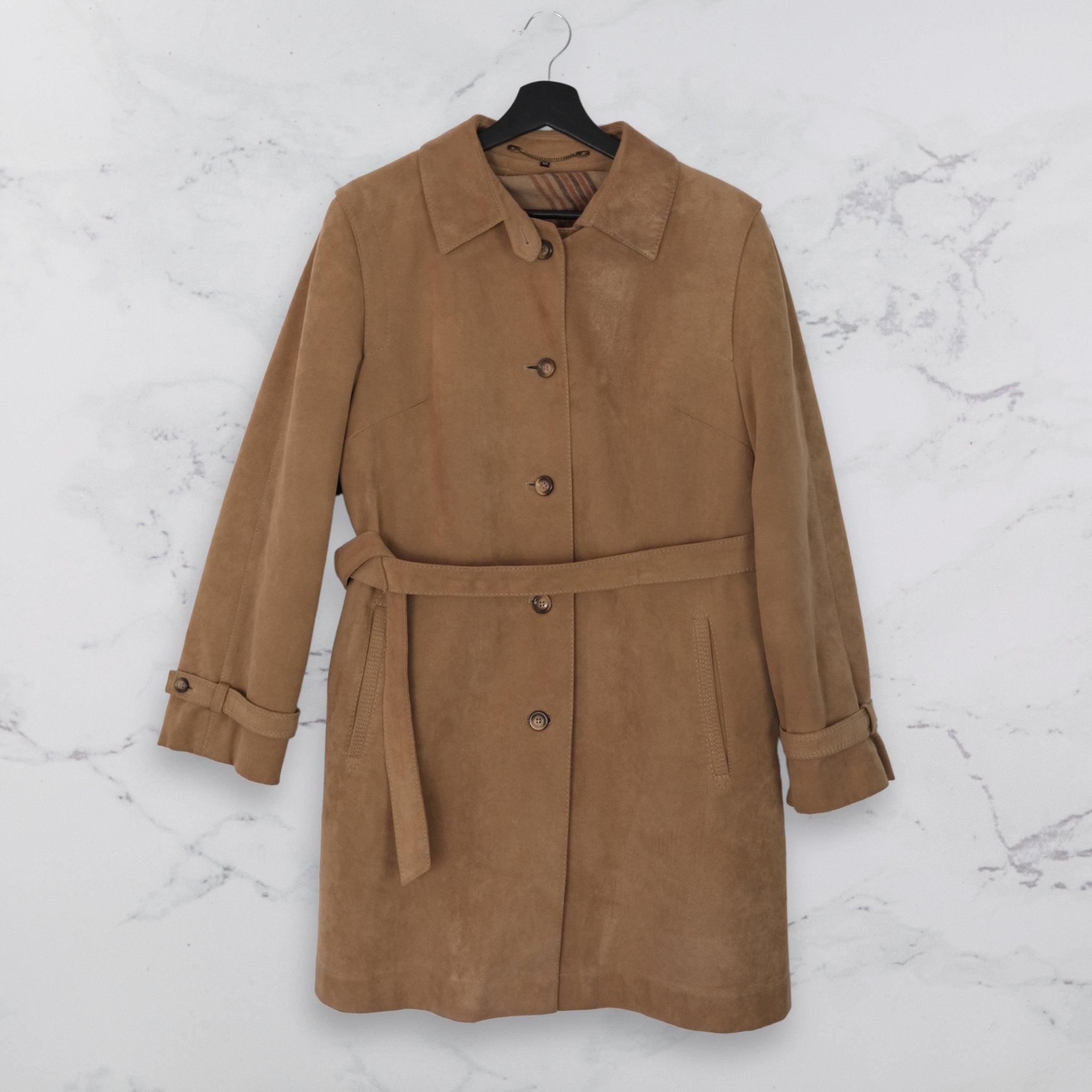 Vintage Trench Coat - Caramel Suede - WearFinds